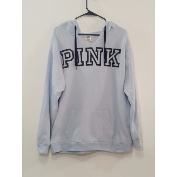PINK by VICTORIA SECRET Women's Hooded Sweatshirt Light Blue Size M - Picture 2 of 13